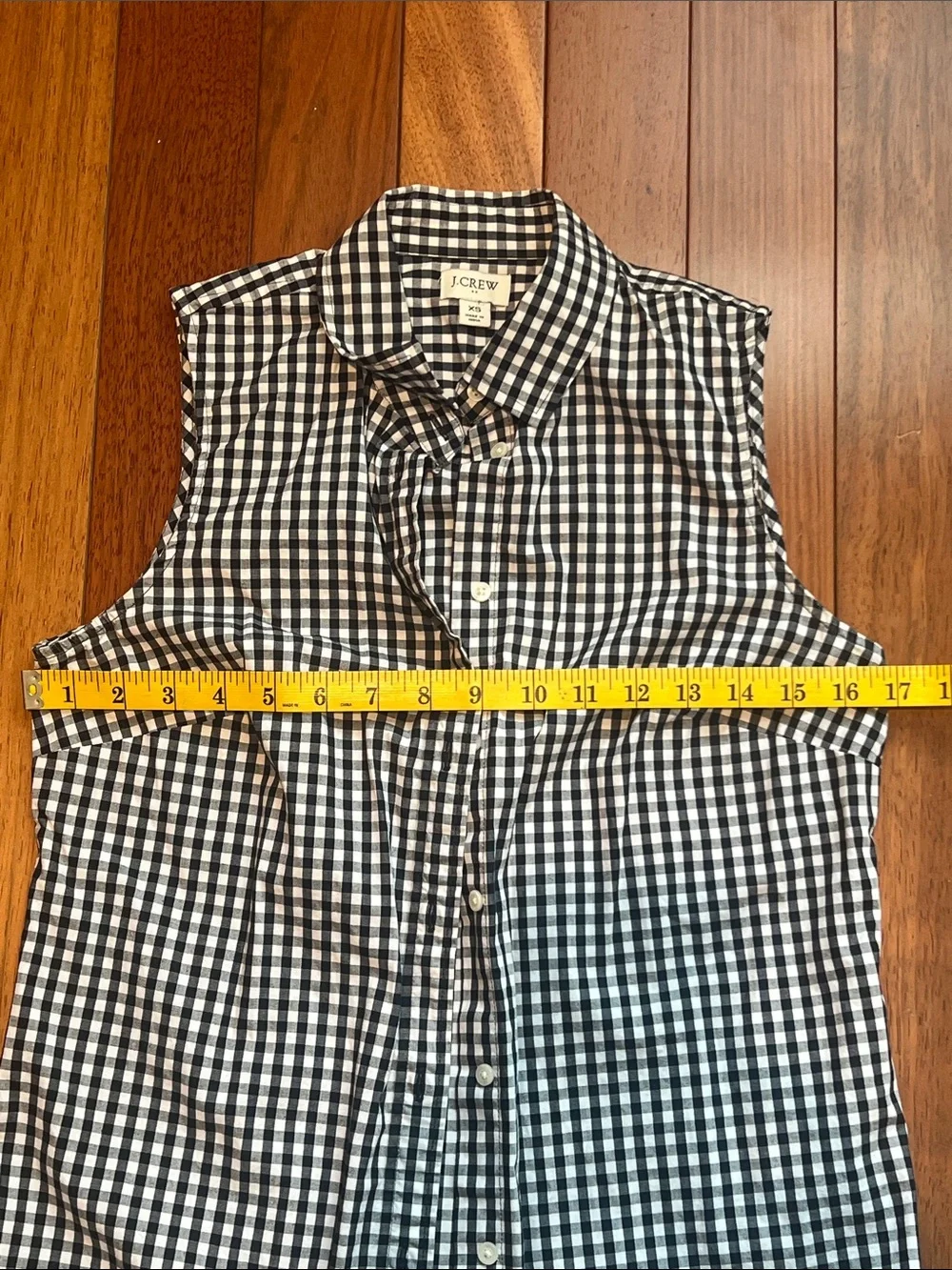 J. Crew Blue & White Gingham Sleeveless Button-Up Shirt
